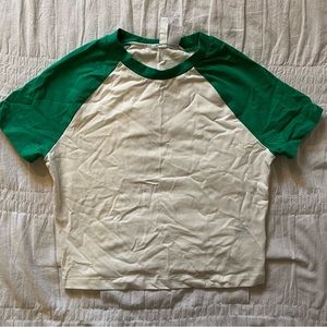 Short Sleeve Green and White Baseball Tee